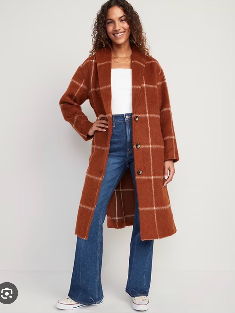 Old Navy Relaxed Plaid Soft-brushed overcoat